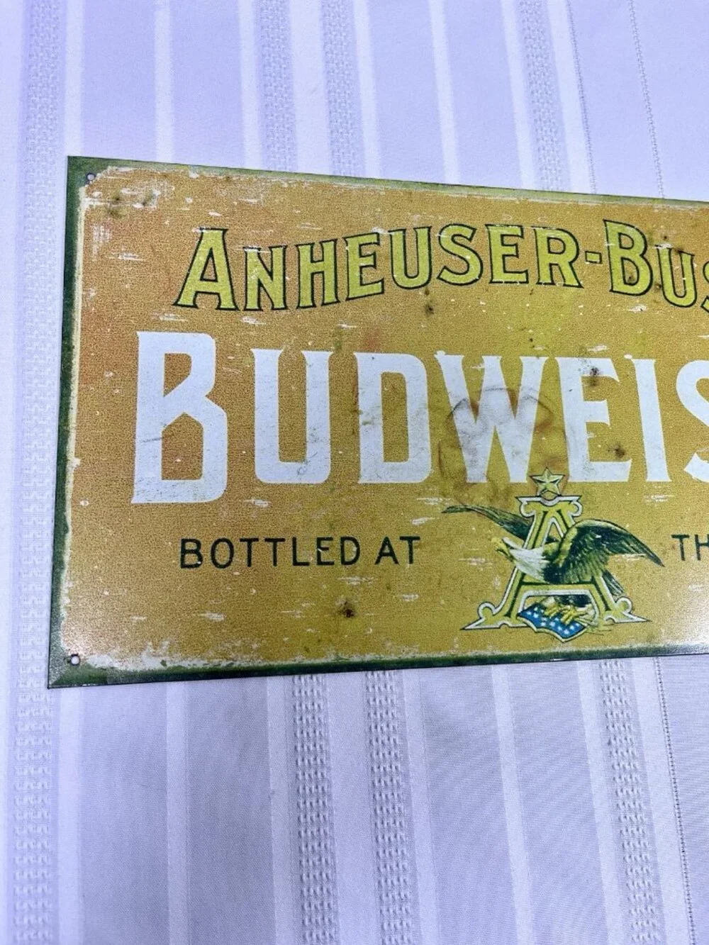 2005 Budweiser Anheuser-Busch Vintage Style Tin Beer Advertising Sign Man Cave